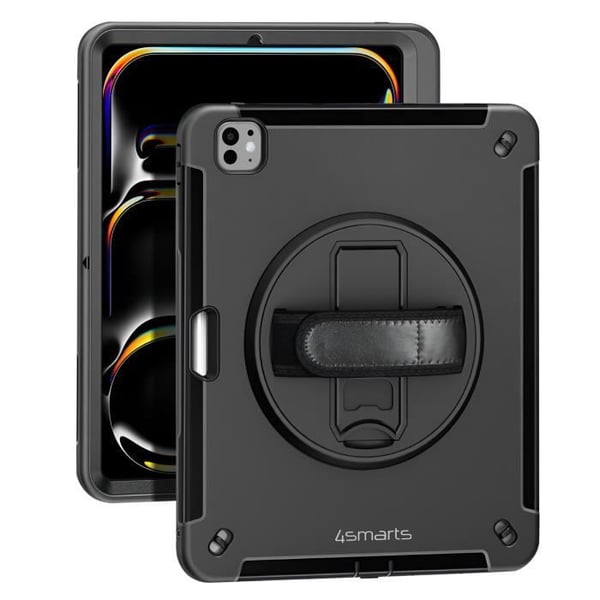Coque iPad Pro 11 2024 - 4SMARTS - Stötbeständig - Justerbart handtag - Rotera 360° ställning - Svart