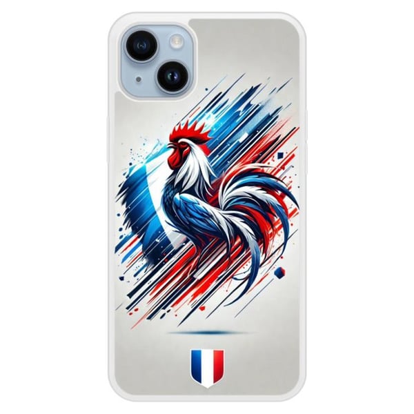Förstärkt silikonskal med tryck kompatibelt med Apple iPhone 14 Plus Coq Français