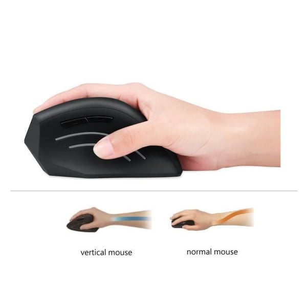 Ergonomisk vertikal mus - PERIXX - PERIMICE-608 - 6 knappar - 800/1200/1600 dpi - Trådlös 2.4GHz