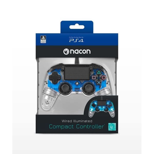 Manette trådad Compact Controller Nacon transparent blå för PS4 kompatibel med PC