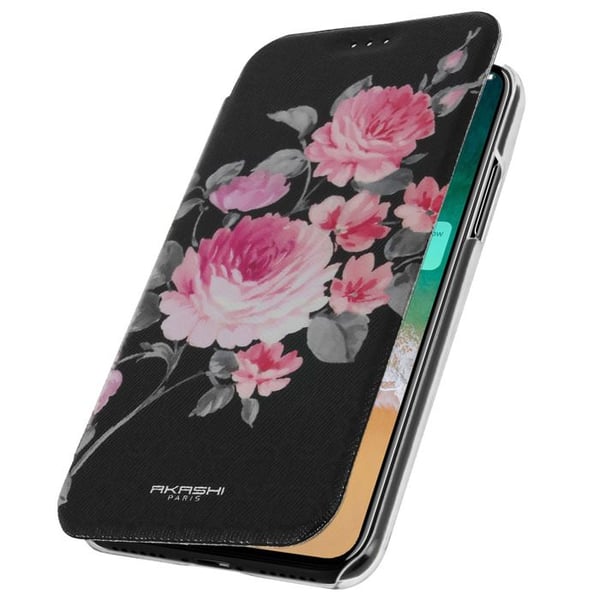 Plånboksfodral - AKASHI - iPhone X / XS - Ekoskinn - Mjukt skydd - Lotusblomma tryck Plånboksfodral - AKASHI - iPhone X / XS - Ekoskinn - Mjukt skydd - Lotusblomma tryck
