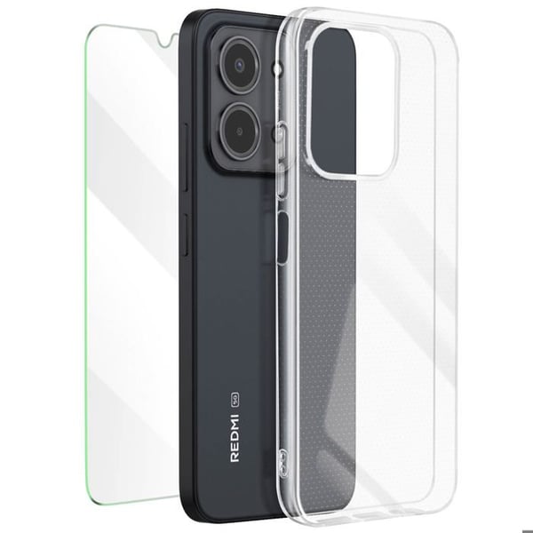Skyddspaket - MAYAXESS - Skal + Härdat glas - Transparent - Xiaomi Redmi 15C - Optimal skydd