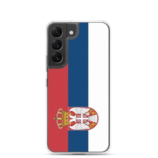 Telefonfodral – Serbiens flagga – Kompatibel med Samsung Galaxy S22 Plus – Flexibelt fodral – Stötsäkert och slitstarkt – Pixelforma