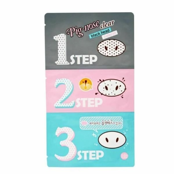 Ansiktsmask - HOLIKAHOLIKA - Pig-nose Clear Black Head - 3 steg - Vegansk - Alla hudtyper