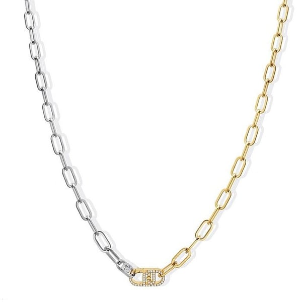 Distinktiv tvåfärgad halsband med kristaller LJ2808