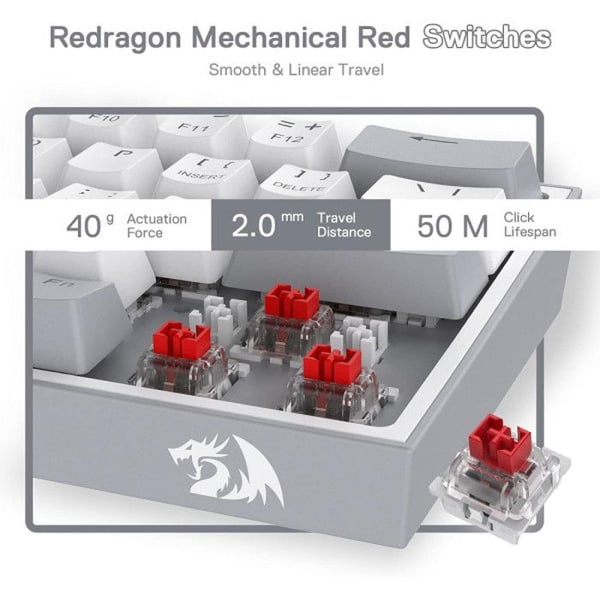 Gaming tastatur - REDRAGON - K617 Fizz - Mekanisk - RGB - QWERTY US - Kablet