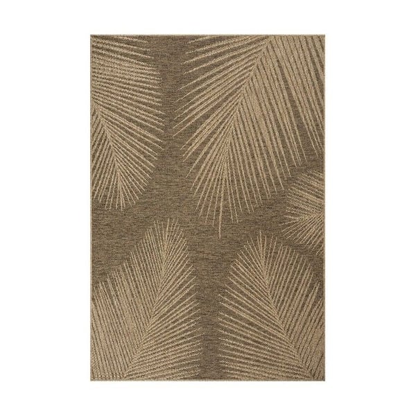 Platt vävt matta - MELIS HOME - 80x250 cm - Tropiska blad - Färg Natur - Lämplig för frekvent passage
