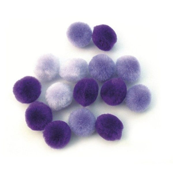 Pomponer, 15 mm, 60 st, lila assorterade