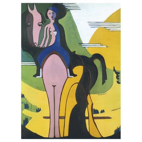 Legendarte - Målning, tryck på duk - Kvinnlig ryttare - Ernst Ludwig Kirchner cm. 60x80