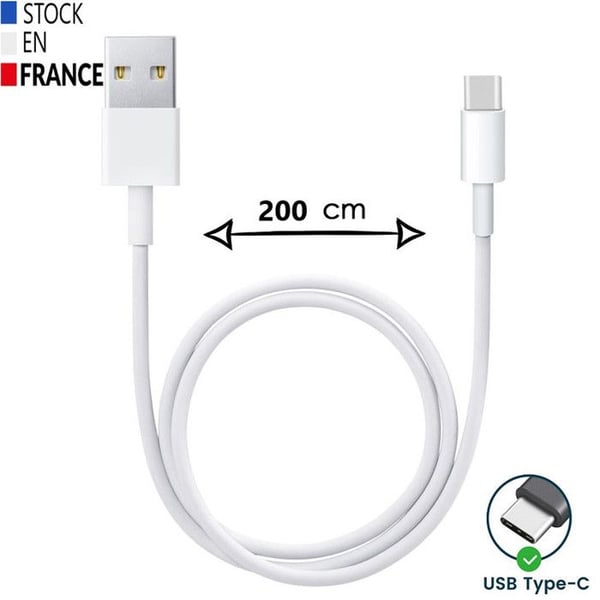 USB Type C-kabel - PH26 - Google Pixel 9 Pro - 2 Meter - Snabbladdning/Synkronisering - Vit