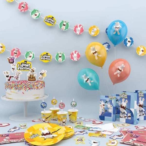 Tårtdekorationer - LILLA CLOWNEN - Galna Kaniner - Set med 6 - Plast - 20 cm