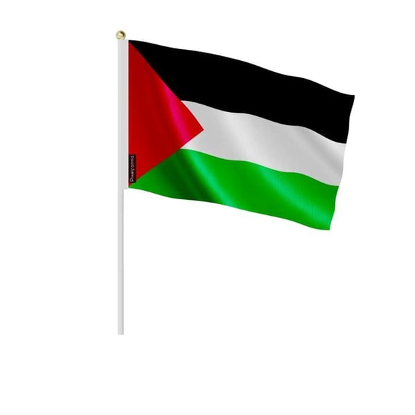 Mini-flaggsats – Palestina – 14 x 21 cm – Att hålla i handen – Polyester - 100 stycken – Pixelforma