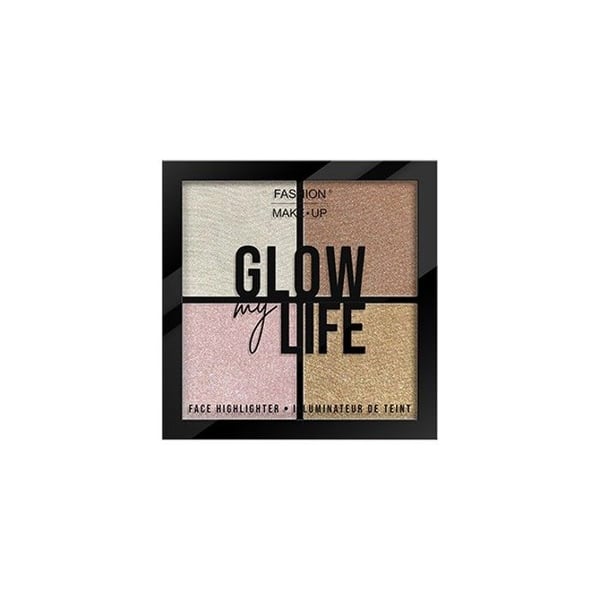 Palett för highlighter - FASHION MAKE UP - Glow my life N°03 Light - 4 nyanser - Beige/Ljus - Pärlemorisk textur