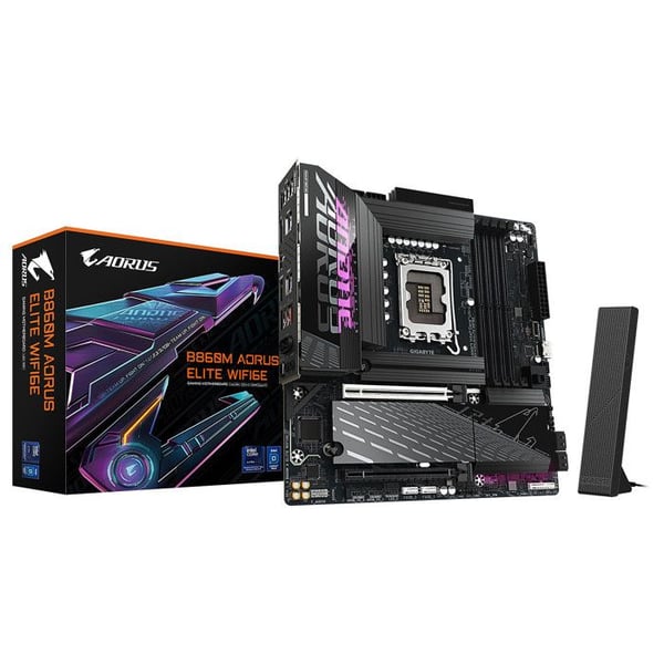 Moderkort Micro ATX - GIGABYTE - B860M AORUS ELITE WIFI6E - Socket 1851 - DDR5 - WiFi 6E