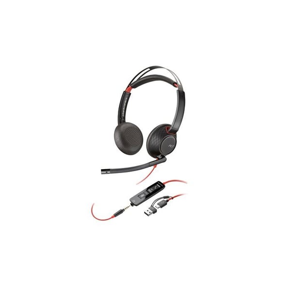 HP Poly Blackwire 5220 Stereo USB-C-headset +3,5 mm kontakt +USB-C/A-adapter
