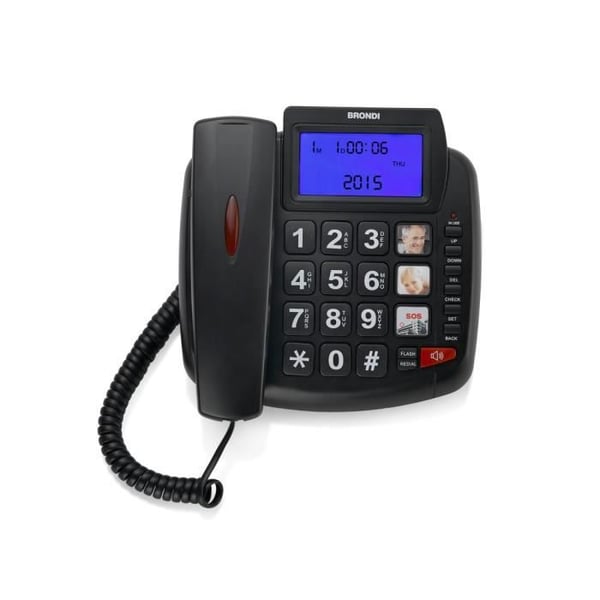 Brondi Bravo 90 Kablet Telefon - Højttaler, Opkaldsidentifikation - Sort Brondi Bravo 90 Kablet Telefon - Højttaler, Opkaldsidentifikation - Sort