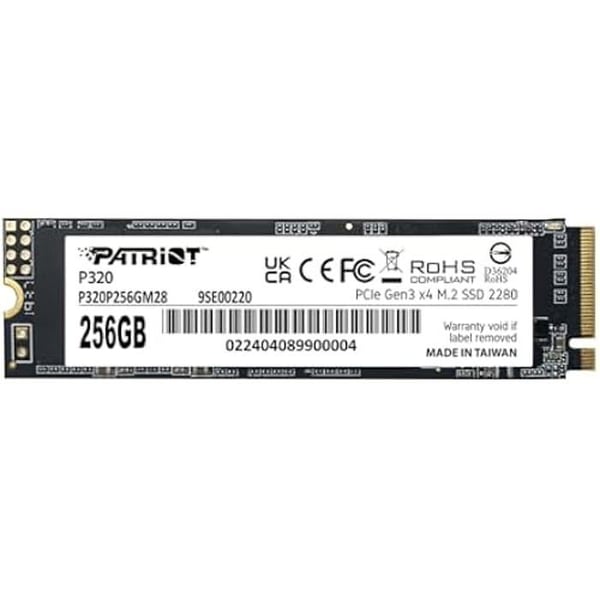 Intern SSD-enhet - PATRIOT MINNE - P320 256GB - PCIe Gen3 NVMe 1.3 - M.2 2280