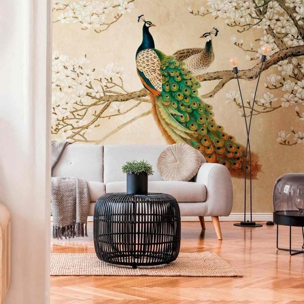 Panoramatapeter - A.S. CREATION - The Wall - Japanska naturliga djur - Vit - Non-woven