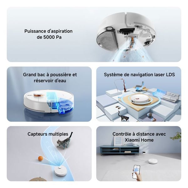 Robotdammsugare Xiaomi Robot Vacuum S40C LDS Kartläggning 5000Pa Moppar och Kontrolleras via WiFi