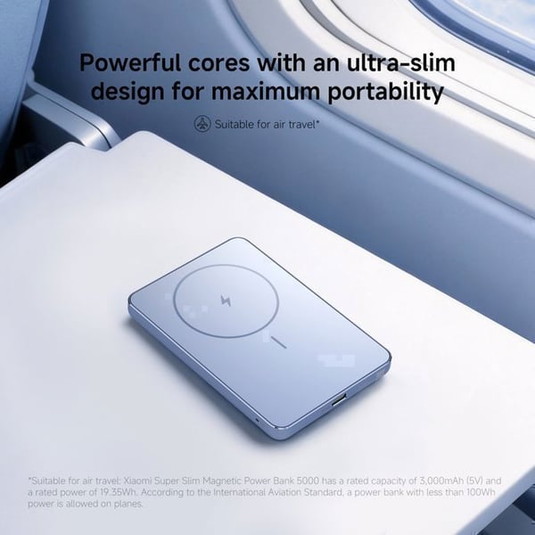 XIAOMI Super Slim Magnetisk Ekstern Batteri 5000mAh | 8,7mm tynd, MagSafe 15W trådløs, 22,5W USB-C - Sort
