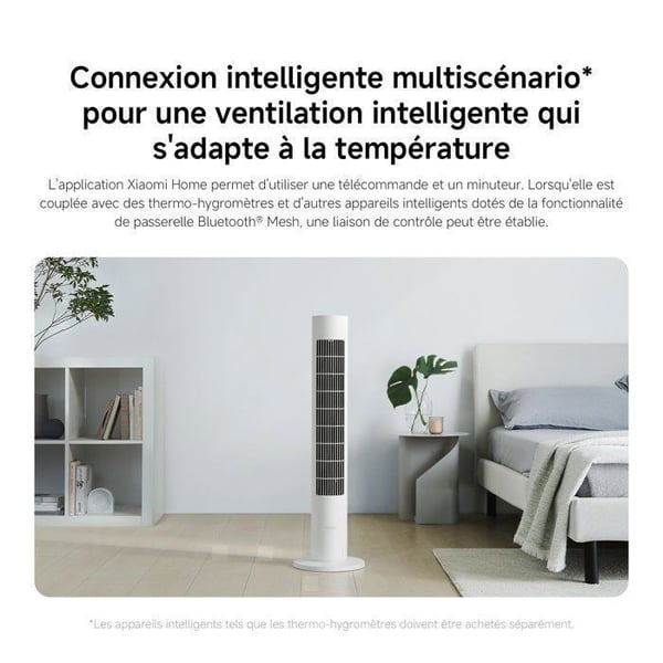XIAOMI Smart Tower Fan 2 - Fläkt - Cirkulerande luftflöde - Fin luft 6,9 mm - Smart anslutning - Energibesparing