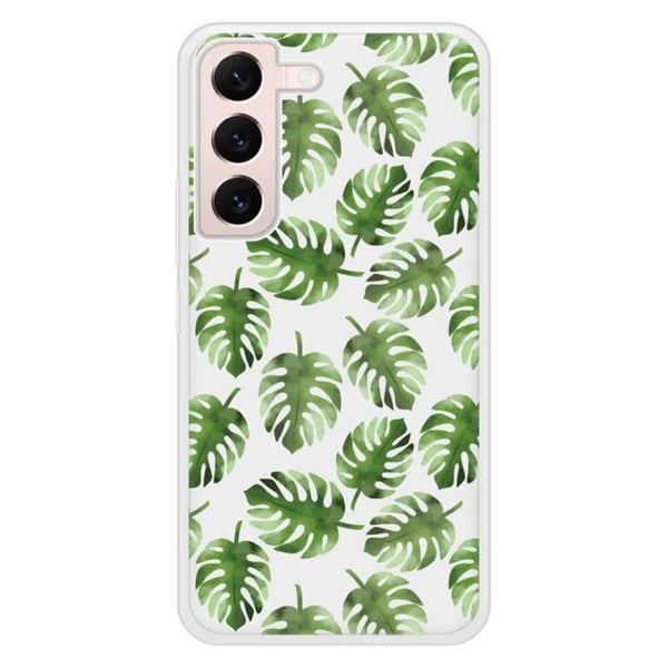 Coque i förstärkt silikon med tryck som är kompatibel med Samsung Galaxy S22 Monstera-blad