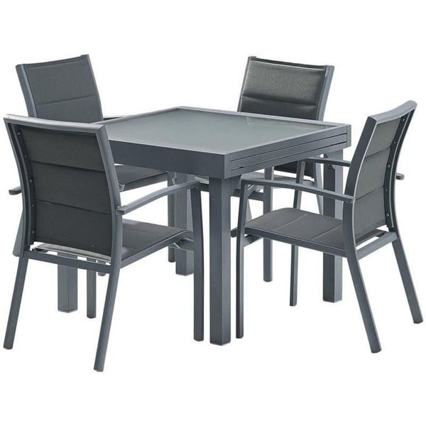 Trädgårdsmöbler Set Modulo T 4 / 8 + F 4 Full Glas Grå Antracit Wilsa Garden