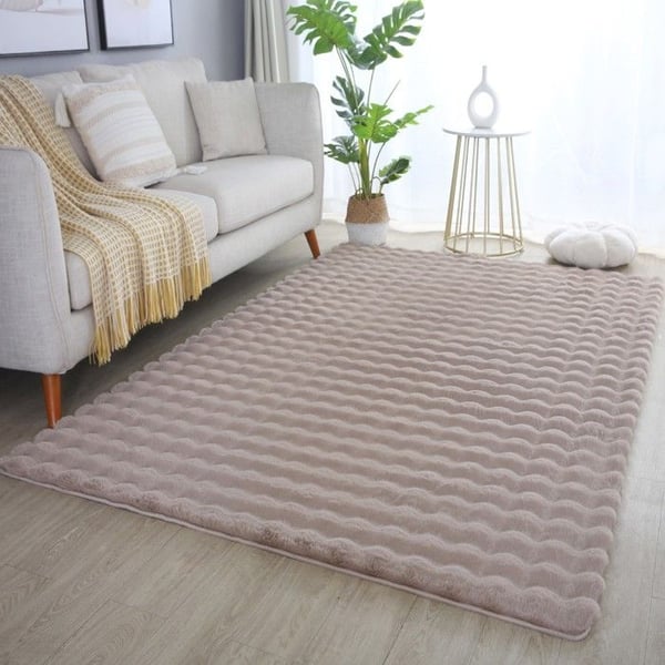 Matta - AYYILDIZ - Shaggy - Beige - Halkskydd - Mjuk - Tvättbar - 80x250 cm