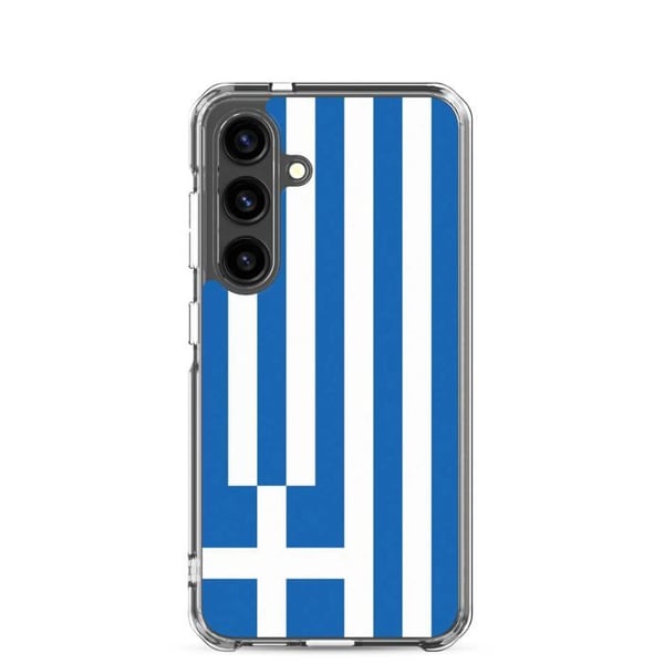 Mobilskal – Greklandsflagga – Kompatibel med Samsung Galaxy S24 Plus – Mjukt fodral – Hållbart och stöttåligt – Pixelforma