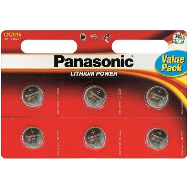 PANASONIC - Lithium knapcelle CR2016 X6
