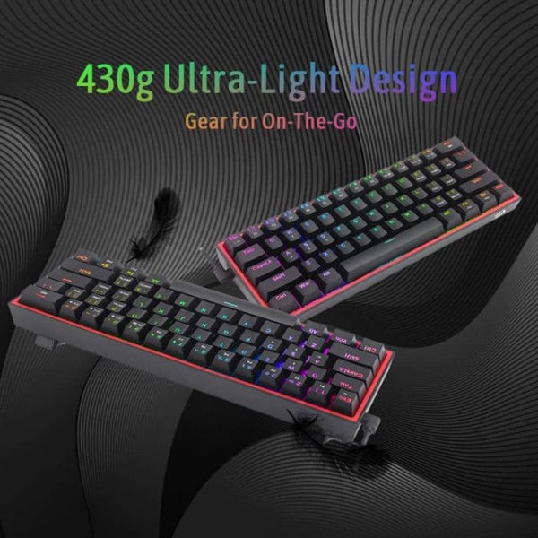Gaming tastatur - REDRAGON - K617 Fizz - 60% - RGB - Mekaniske kontakter Red Switches