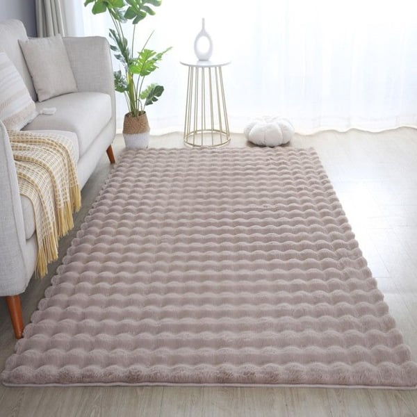 Matta - AYYILDIZ - Shaggy - Beige - Halkskydd - Mjuk - Tvättbar - 80x250 cm