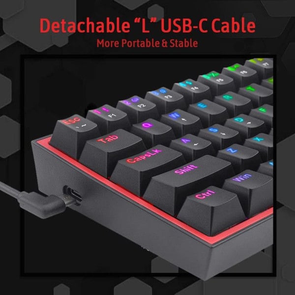 Gaming tastatur - REDRAGON - K617 Fizz - 60% - RGB - Mekaniske kontakter Red Switches