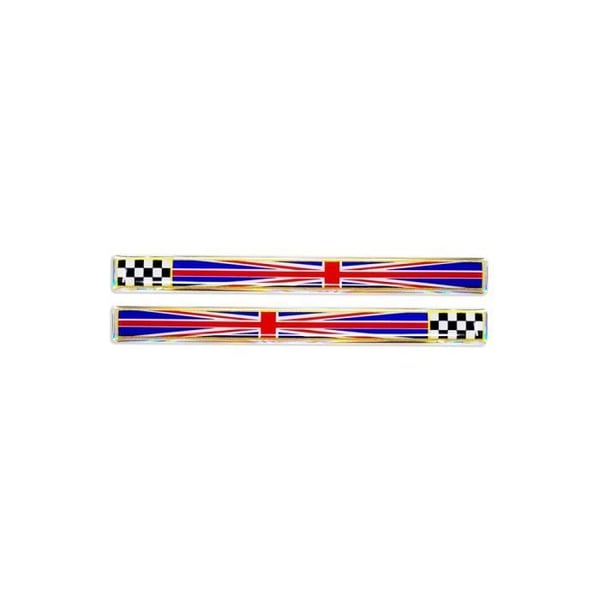 3D självhäftande klistermärke Rutig flagga England Storbritannien, höger och vänster, 110 x 10 mm