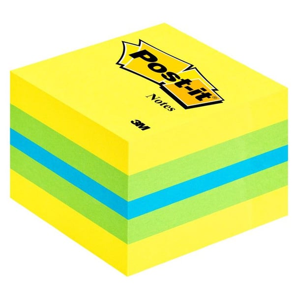 Mini bloc cube - 3M - 2051L - 400 ark - 5,1 x 5,1 cm - Citron, blå, grön