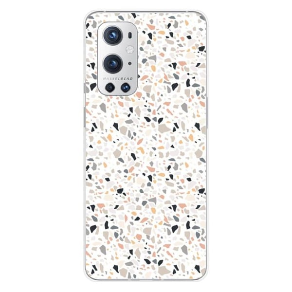 1001Coques - Silikonfodral kompatibelt med OnePlus 9 Pro 5G - Terrazzo-mönster i färg - Originaldesign tryckt i Frankrike