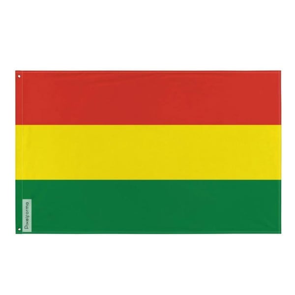 Boliviens flagga – 120 x 180 cm – Hållbar polyester – 2 metallöglor – Inomhus / Utomhus – Pixelforma