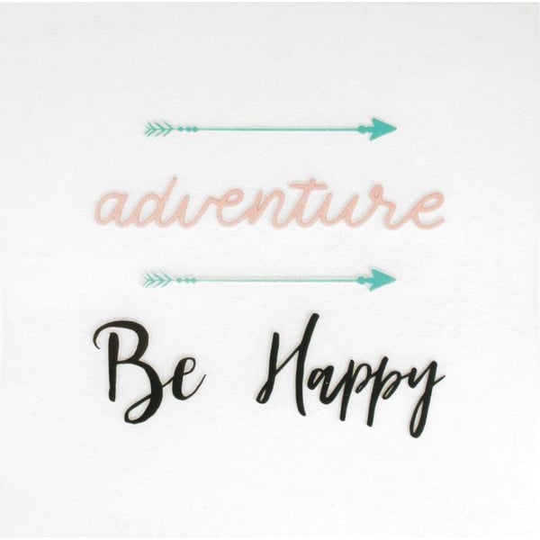 MégaCréa DIY - Textilöverföring Patch termofäste Be happy 14 cm 2 motiv