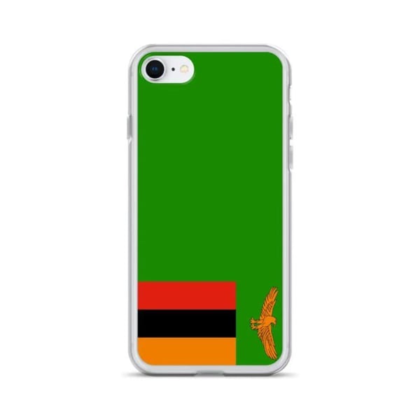 Mobilskal – Zambias flagga – Kompatibel med iPhone 8 Plus – Flexibelt fodral – Resistenta och stötabsorberande - Silikon - Pixelforma