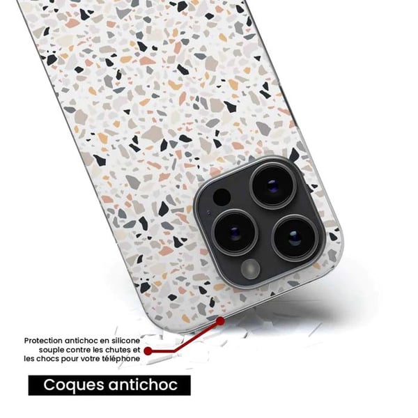 1001Coques - Silikonfodral kompatibelt med OnePlus 9 Pro 5G - Terrazzo-mönster i färg - Originaldesign tryckt i Frankrike