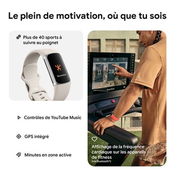 Aktivitetsarmband - FITBIT by Google Charge 6 med 6 månaders abonnemang på Fitbit Premium inkluderat - Vit