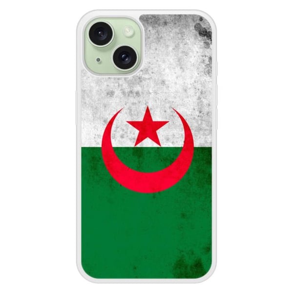 Siliconeförstärkt skal med tryck, kompatibelt med Apple iPhone 15, Algeriets flagga