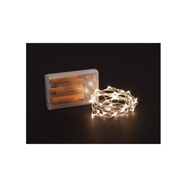 Microlight Led - 2 M - 40 Lampor Varmvitt - Silvertråd - Batterier Ingår Ej