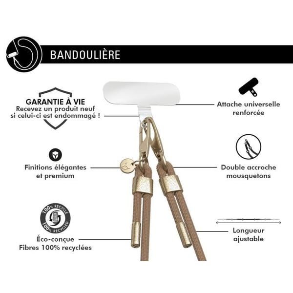 Bandoulière - Forcecase - Beige och Guld - Polyester - Universell - Bekväm