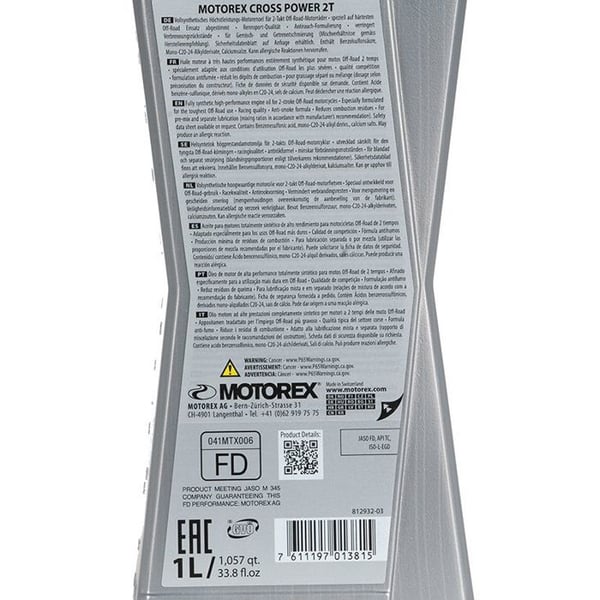MOTOREX - Cross Power 2T 1L 100% syntetisk motorolja