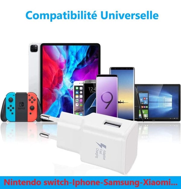 Pack Laddare + Kabel - Sharp - Aquos R9 - Snabbladdning 3A - USB-Type C - Optimal säkerhet