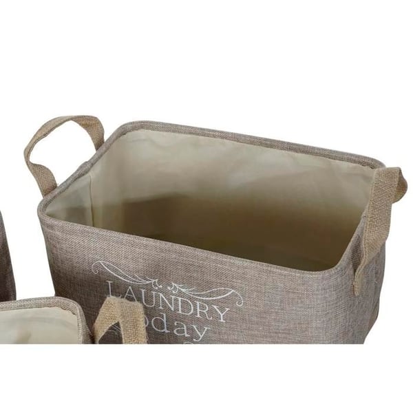 Set med korgar - 40 x 30 x 24 cm - Grå beige - Ljusbrun - Polyester