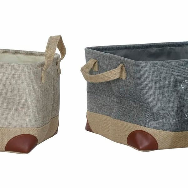 Set med korgar - 40 x 30 x 24 cm - Grå beige - Ljusbrun - Polyester