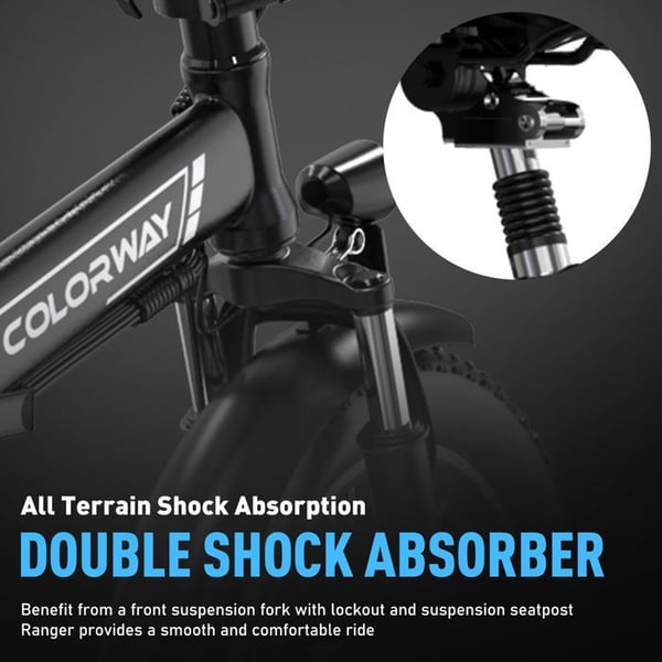 Sähköpyörä VAE COLORWAY 20×3,0 Isot Renkaat - EBike MTB - Akka 36V12Ah - 35-90 KM Moottori 250W - Musta