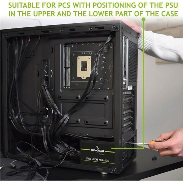 Strømforsyning - Tecnoware - Free Silent PRO 650 - 650W - Stille ventilator - NVIDIA GeForce GTX/RTX